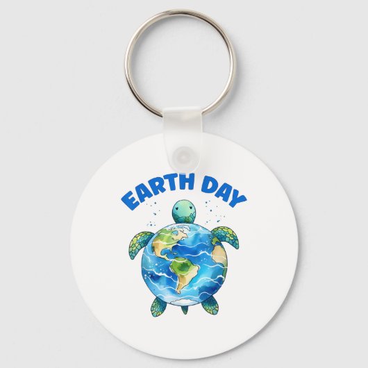 地球の日2025海タートルアート惑星を保存 キーホルダー (正面)