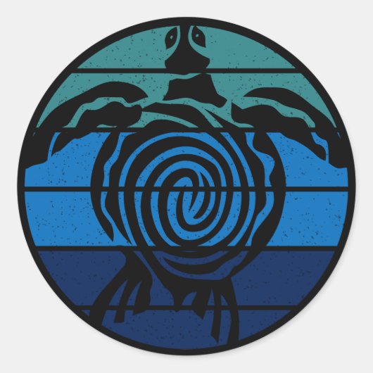 地球の日、ウミガメ、海の浄化 ラウンドシール (正面)