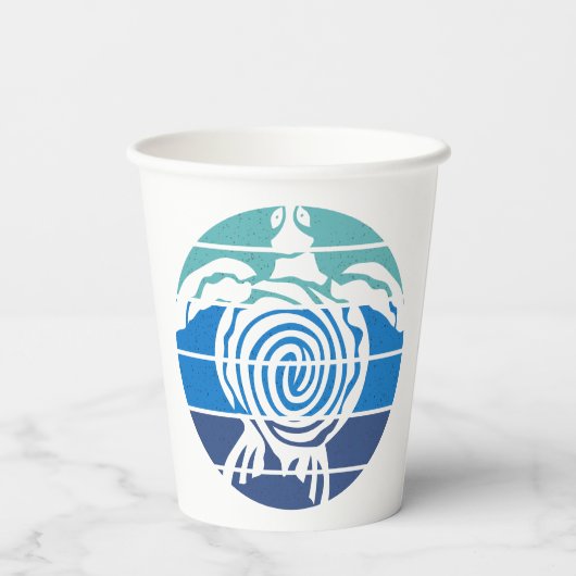 地球の日、ウミガメ、海の浄化 紙コップ (裏面)