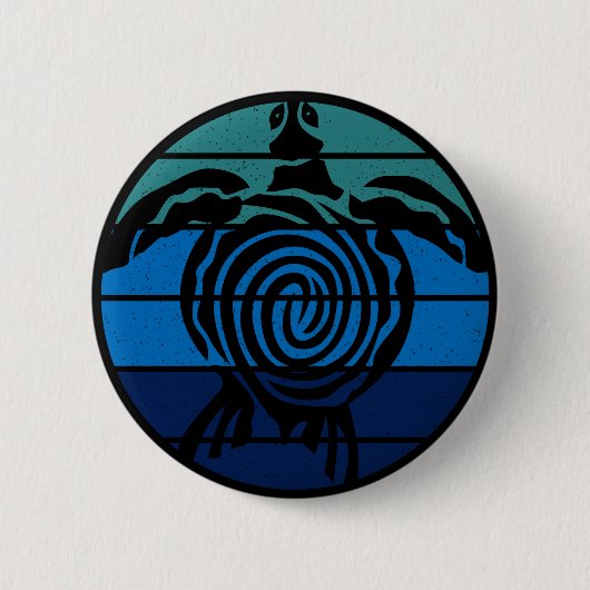 地球の日、ウミガメ、海の浄化 缶バッジ (正面)