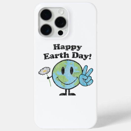 地球の日 ハッピー ピースサイン 花 ディストレス加工 Case-Mate iPhoneケース (裏面)