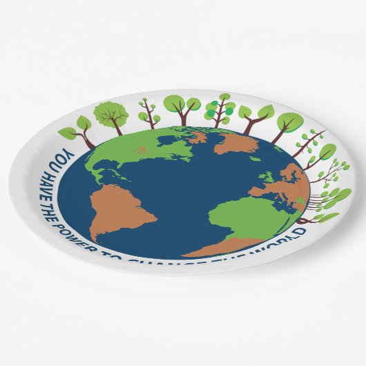 地球の日。君は世界を変える力がある ペーパープレート (アングル)