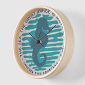 地球の日、海と波、海を浄化 壁時計 (傾斜)