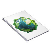 地球の日 – 緑と青の地球と木 ノートブック (右側)