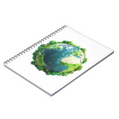 地球の日 – 緑と青の地球と木 ノートブック (左側)