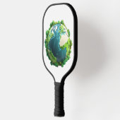 地球の日 – 緑と青の地球と木 ピックルボールラケット (左)