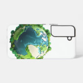 地球の日 – 緑と青の地球と木 SAMSUNG GALAXYケース (裏面横)