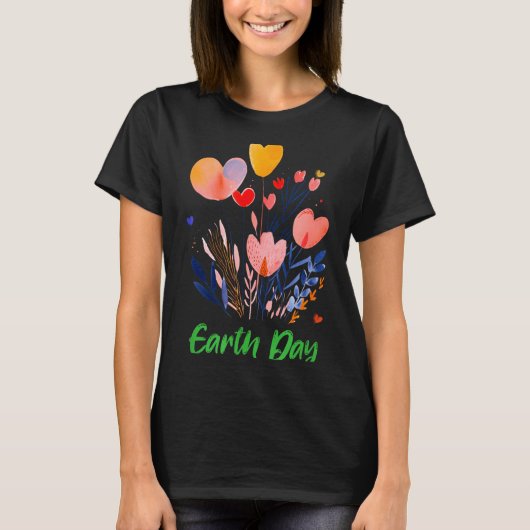 地球の日 緑の惑星 環境保護意識 Tシャツ (正面)