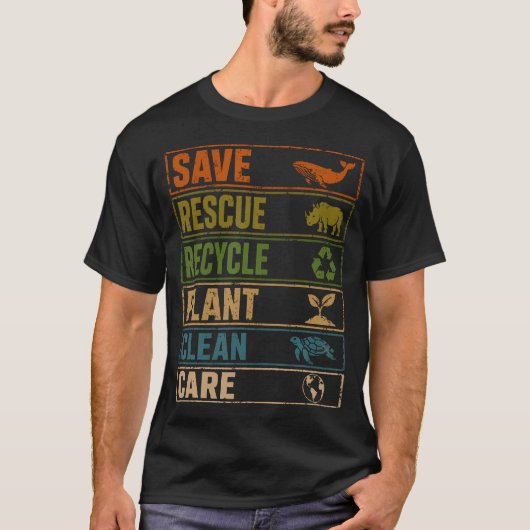 地球の日 自然 植物の世話 リサイクル 救う 保護する Tシャツ (正面)