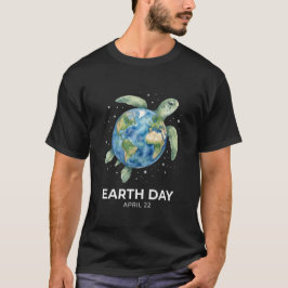 地球の日 4月22日 かめ スローガン 海洋を守ろう Tシャツ