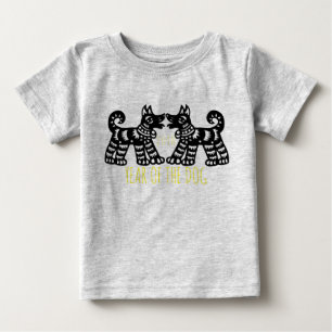 地球の旧正月の2018年のベビーのための2匹の犬2 ベビーTシャツ