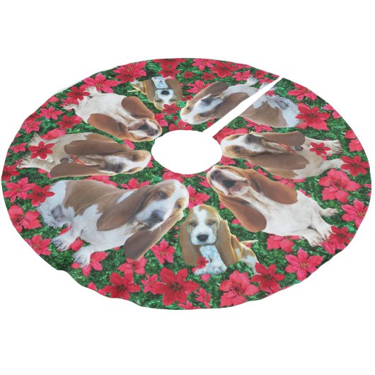 地球の最もかわいいバセットハウンドのクリスマスツリーのスカート ブラッシュドポリエステルツリースカート (アングル)