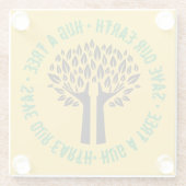 地球の木救を抱き締める ガラスコースター (裏面)