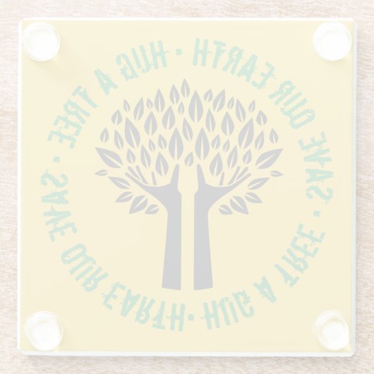 地球の木救を抱き締める ガラスコースター