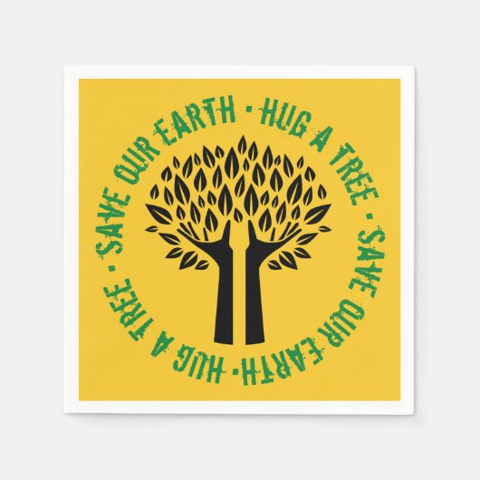 地球の木救を抱き締める スタンダードカクテルナプキン (正面)