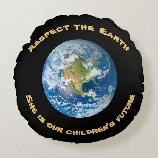 地球の未来を尊重する枕 ラウンドクッション (正面)