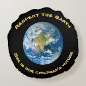 地球の未来を尊重する枕 ラウンドクッション (裏面)