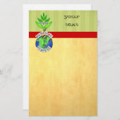 地球の根の上の木の文房具 便箋 (正面/裏面)