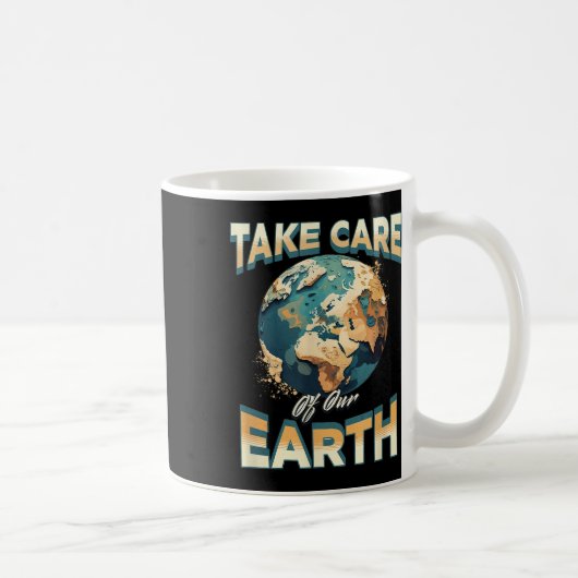 地球の気に環境保護を取り除く コーヒーマグカップ (右)