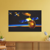 地球の水平線上の衛星のイラストレーション キャンバスプリント (インサイチュ (リビング))