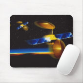 地球の水平線上の衛星のイラストレーション マウスパッド (マウス)