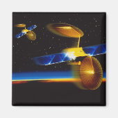 地球の水平線上の衛星のイラストレーション マグネット (正面)