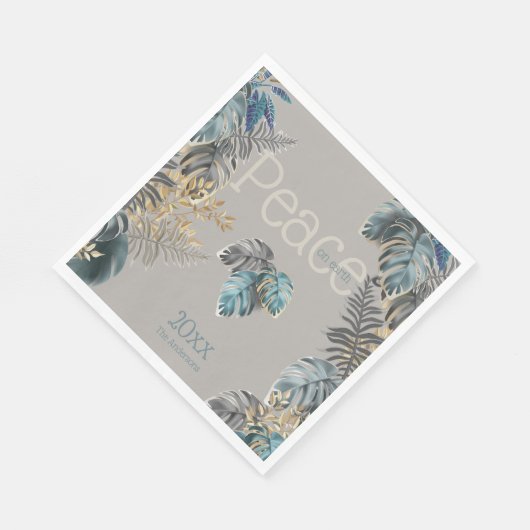 地球の熱帯青葉にクリスマスの平和 スタンダードランチョンナプキン (角)