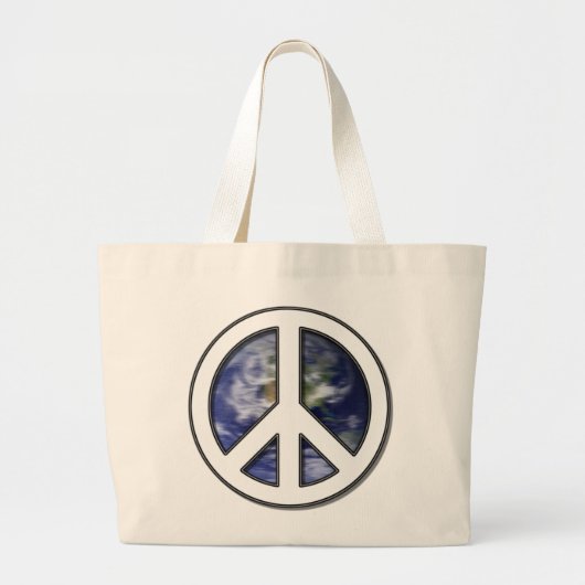 地球の白い平和Sign7 ラージトートバッグ (正面)