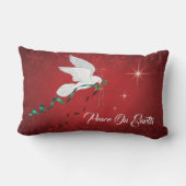 地球の白の鳩の広がりの平和 ランバークッション (裏面)