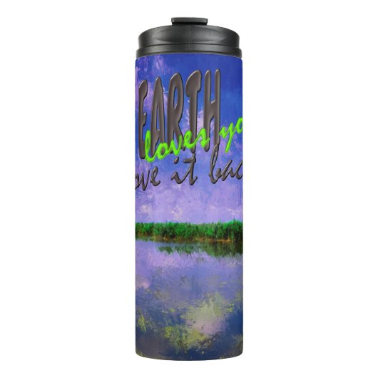 地球の私たちの家の青い夏の空と水 タンブラー (正面)