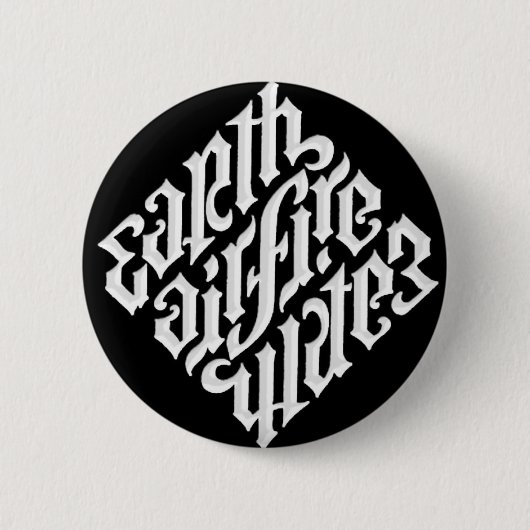 地球の空気火及び水 缶バッジ (正面)