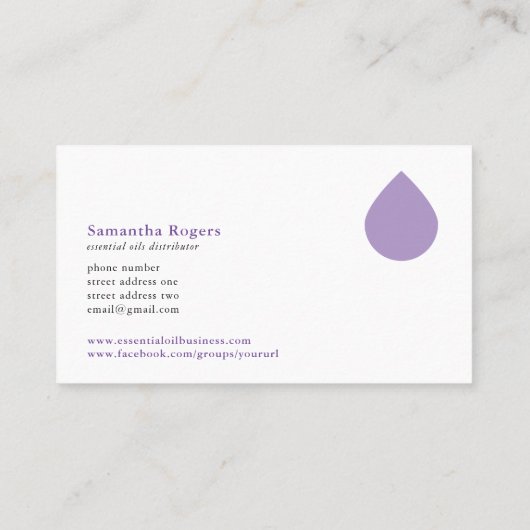 地球の精油のラベンダーの農場のギフト 名刺 (裏面)