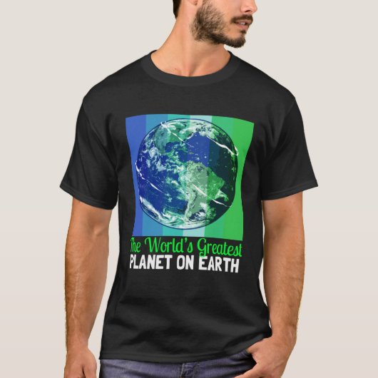 地球の素晴らし日の世界惑星 Tシャツ (正面)