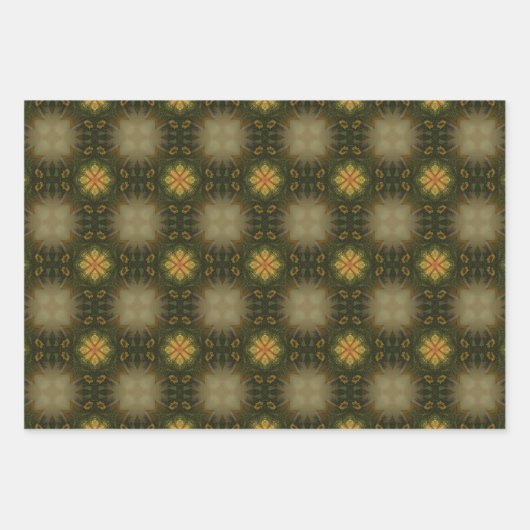 地球の緑の幾何学的パターンNo4 ラッピングペーパーシート (正面)