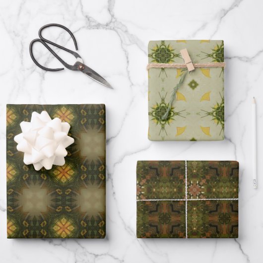 地球の緑の幾何学的パターンNo4 ラッピングペーパーシート (正面)