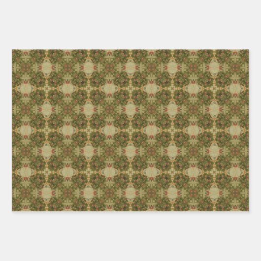 地球の緑の幾何学的パターンNo5 ラッピングペーパーシート (正面)