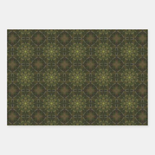 地球の緑の幾何学的パターンNo7 ラッピングペーパーシート (正面2)