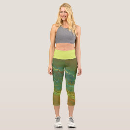 地球の緑、波打ち、タンボトム カプリレギンス