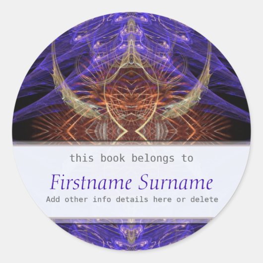 地球の羽フラクタルアート蔵書票シール ラウンドシール (正面)