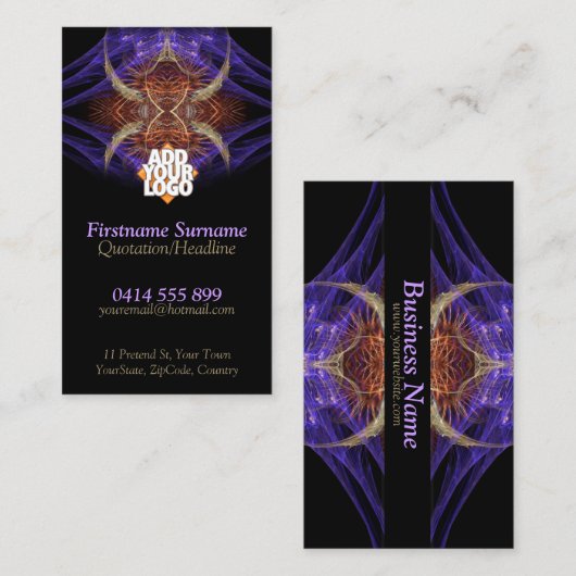 地球の羽フラクタル芸術作品の名刺 名刺 (正面/裏面)