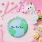 地球の背景(任意の文字) ペーパープレート (パーティー)