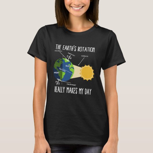 地球の自転で私の一日が決まる 科学の先生のイースターエッグ Tシャツ (正面)