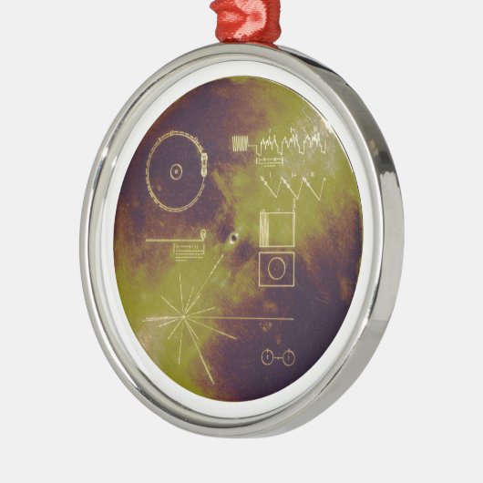 地球の航海者1および2のゴールドレコードの音 メタルオーナメント (左)