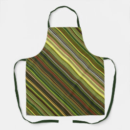 地球の色合い緑、黄色、茶色ストライプの エプロン