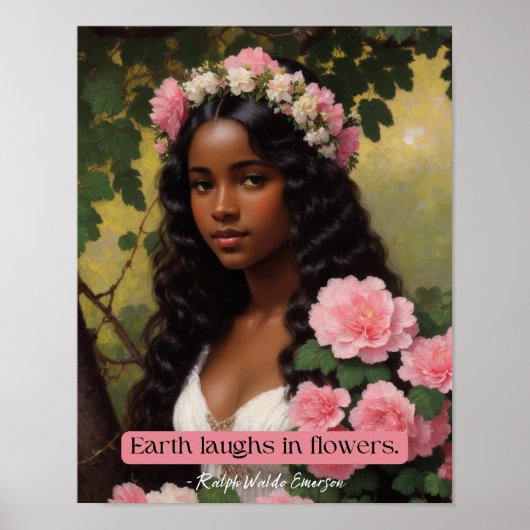 地球の花の笑いエメゾン引用文フローラアート ポスター (正面)
