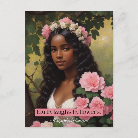 地球の花の笑いエメゾン引用文フローラアート ポストカード (正面)
