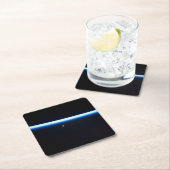 地球の薄い大気の線とギビングの月 スクエアペーパーコースター (インサイチュ)