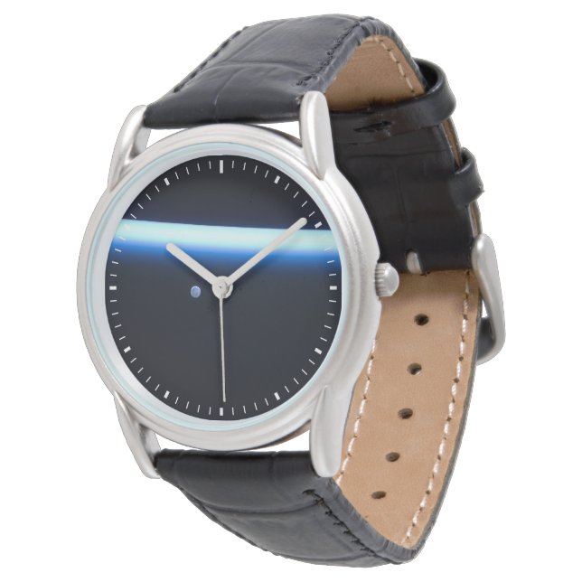 地球の薄い大気の線とギビングの月 腕時計 (アングル)