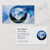 地球の蝶花を握る平和手 名刺 (正面/裏面)