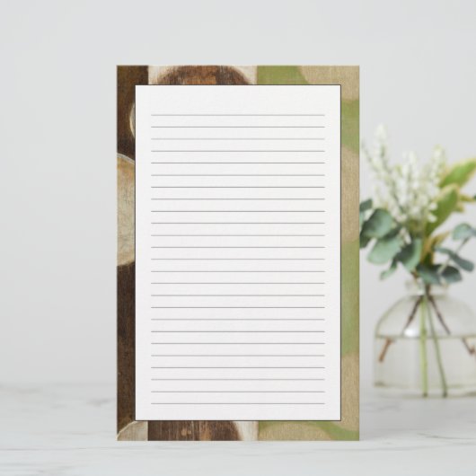 地球の調子の円との木製のパネルの絵画 便箋 (スタンド正面)